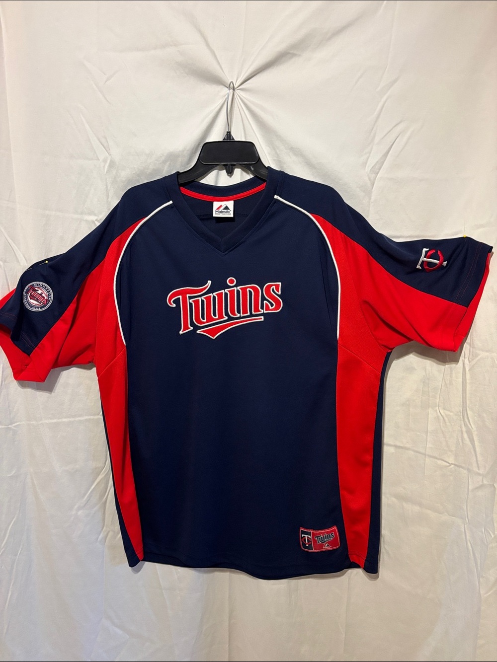 Majestic Navy and Red Twins Baseball Jersey